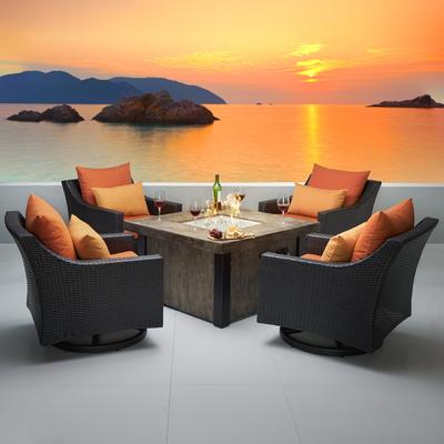 Deco 5 Piece Sunbrella Outdoor Patio Motion Fire Chat Set - 42"W x 42"D x 25"H