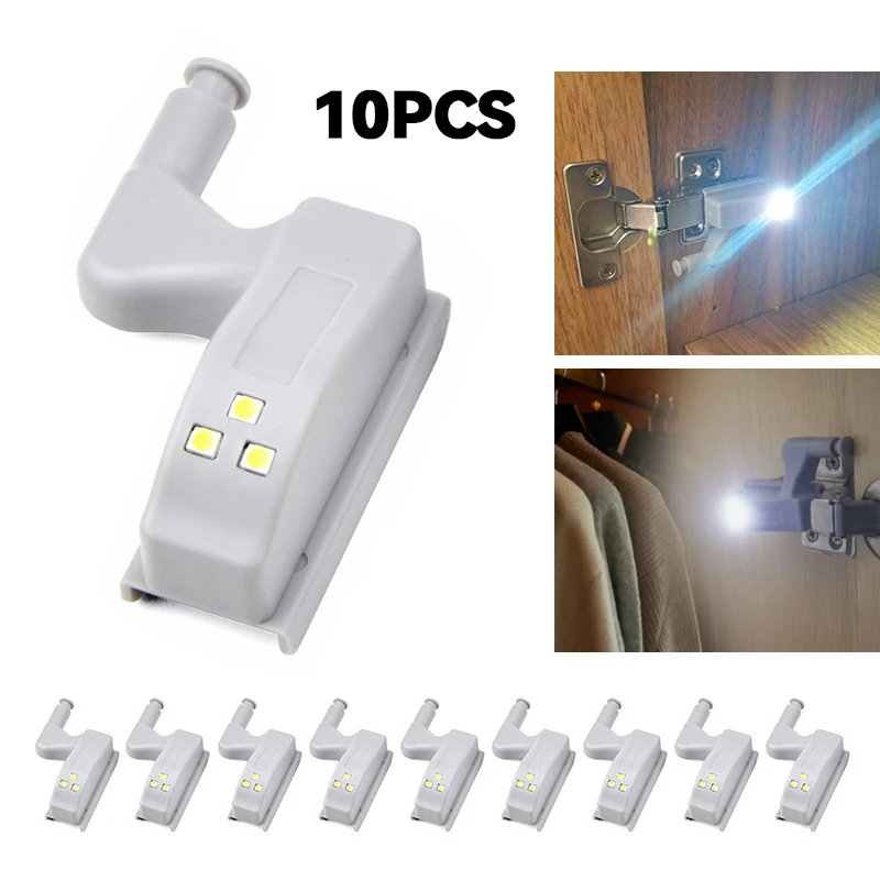 10 Stück unter Schrank Licht LED Innen scharnier Lampe Universal Kleider schrank Schrank Tür Sensor Licht Schlafzimmer Küche Schrank Nacht lampe