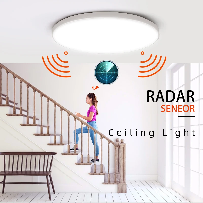 Radarsensor-LED-Deckenleuchten, 20 W, 30 W, Bewegungsmelder-Beleuchtung für Veranda, Flure, Korridor, Balkon, intelligente Deckenleuchte mit Radar