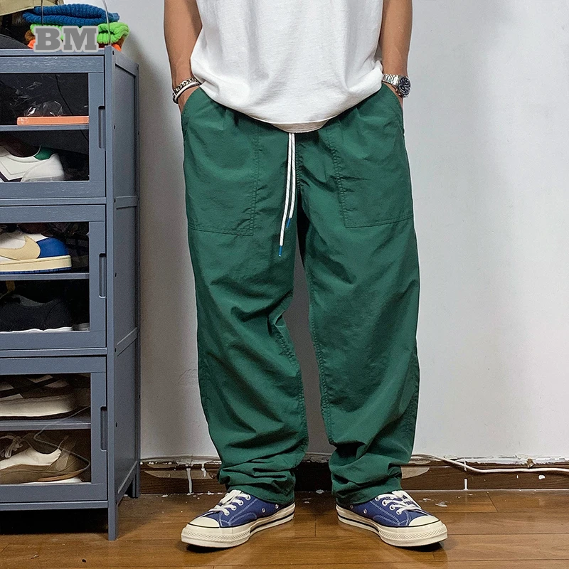 Sommer japanische Streetwear lose trend ige gerade Cargo hose Männer Kleidung im Freien dünne Freizeit hose Harajuku Jogger männlich
