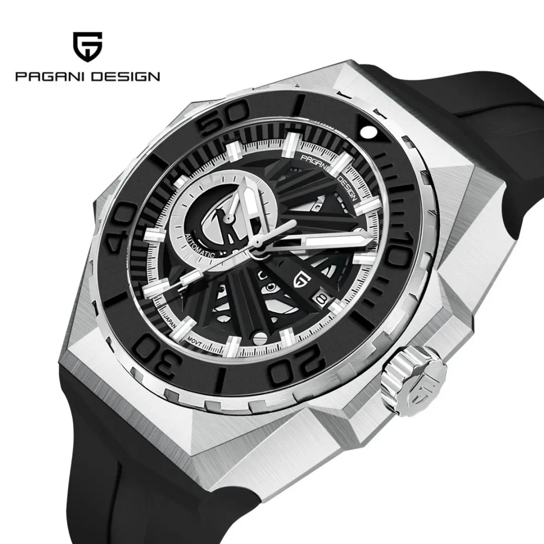 PAGANI DESIGN Neue Skeleton männer Mechanische Uhr MIYOTA 8217 Bewegung Luxus Automatische Uhr männer 100 M Wasserdicht Reloj hombre Image