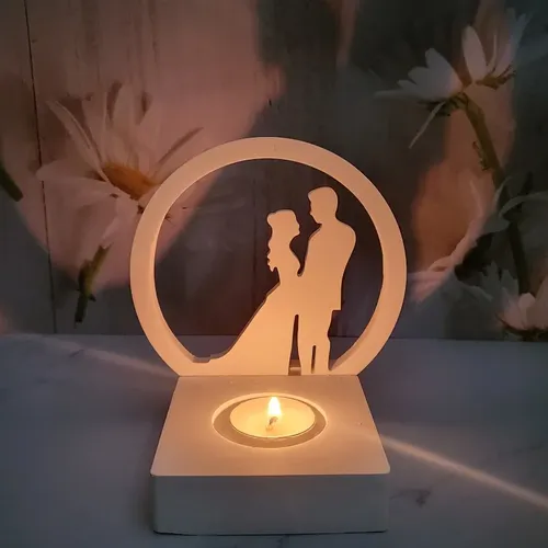 Brautpaar im Kreis Plug-in dekorative Kerzenhalter Gipsform DIY Silikon formen