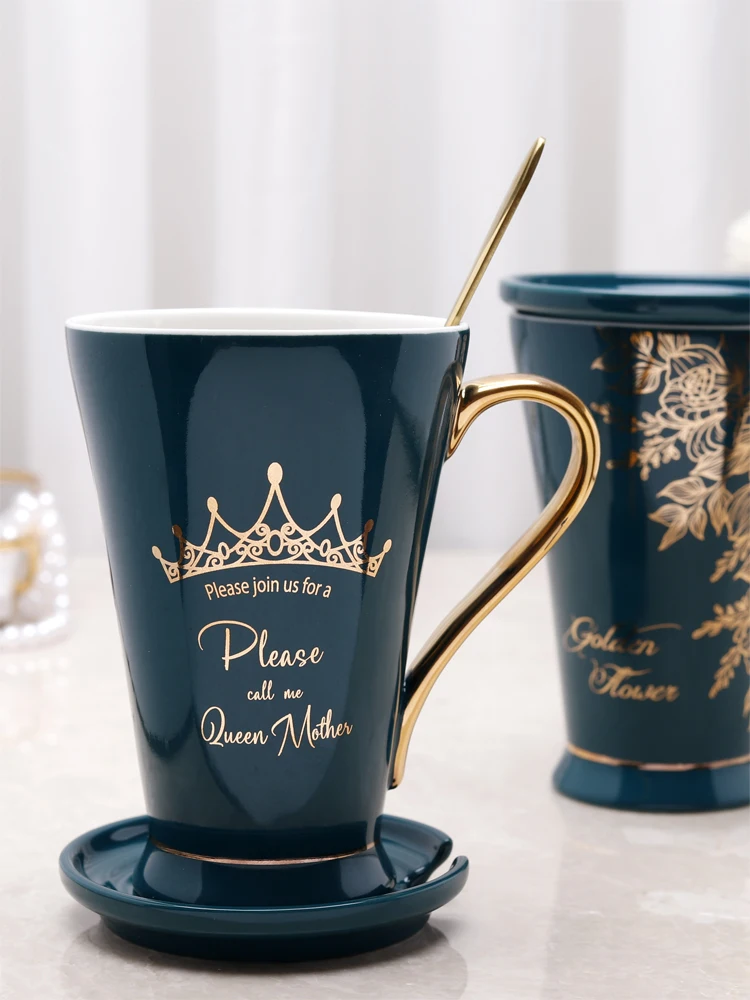 Keramik-Kaffeetassen, natürlicher Marmor, 12 Sternbilder, Keramik, rosa Sternzeichen-Becher mit Deckel, kreativer Persönlichkeitsbecher, 400 ml, bleifrei Image