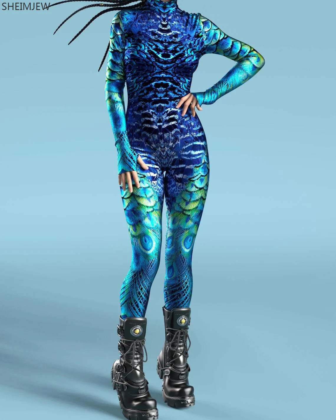 Neue Cosplay Roboter Punk Frauen Zentai Bodysuit 3D Digitaldruck Erwachsene Overall Schlank Halloween Karneval Urlaub Spielen Kostüme Image