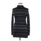 White House Black Market Casual Dress - Sweater Dress Turtleneck Long Sleeve: Blue Fair Isle Dresses - Women's Size X-Large