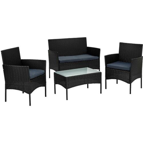 STILISTA® Lounge Set 4tlg. Polyrattan schwarz
