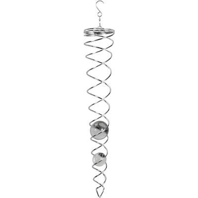 Spetebo - Metall Windspirale twister silber - 43 cm - Deko Windspiel mit Glas Kugel - Sonnenfänger Image