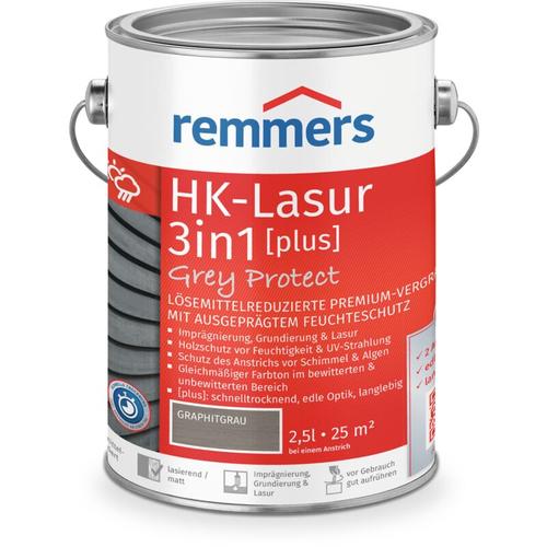 HK-Lasur 3in1 Grey Protect [plus] graphitgrau, matt, 2,5 Liter, Holzlasur, Premium Holzlasur außen,