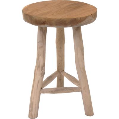 Teak Blumenhocker mit 3 Beinen - ø 30 cm - Massiver Holz Pflanzenständer - Garten Deko Hocker