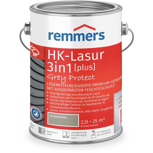 HK-Lasur 3in1 Grey Protect [plus] silbergrau, matt, 2,5 Liter, Holzlasur, Premium Holzlasur außen,