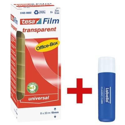 tesa Klebeband »Office Box« transparent, 19 mm/33 m (B/L) inkl. Lippenpflegestift »La transparent, 1.9 cm Image