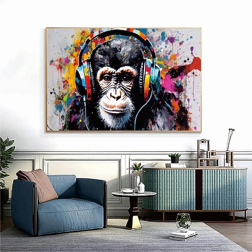 Affe Ölgemälde handgemalt strukturierte Pop-Art-Malerei Leinwand Kunst Affe Tier Kunst handgemachte Malerei moderne Tier Malerei für Wohnzimmer Wand-Dekor Image
