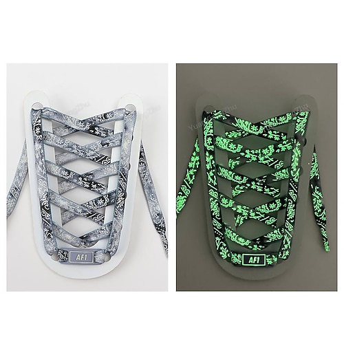 Im Dunkeln leuchtende Schnürsenkel mit Muster für Air Force 1 – leuchtende flache Schnürsenkel für Halloween, Weihnachten, Partys und Streetwear-Anpassung Image