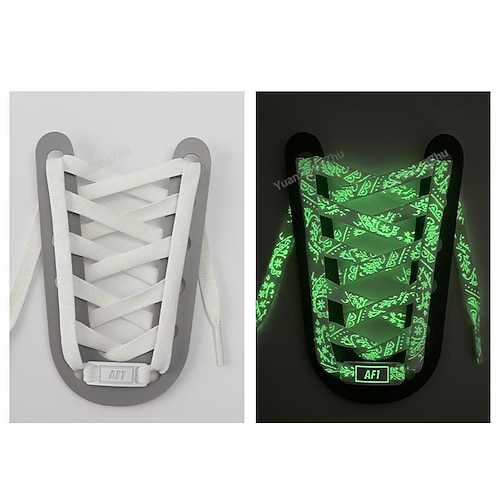 Im Dunkeln leuchtende Schnürsenkel mit Muster für Air Force 1 – leuchtende flache Schnürsenkel für Halloween, Weihnachten, Partys und Streetwear-Anpassung Image