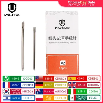 WUTA 12pcs Leathercraft Sewing Needles Large Eye Blunt Stitching Needle Harness Round-pointed Needle Leather Hand Sewing Blunt