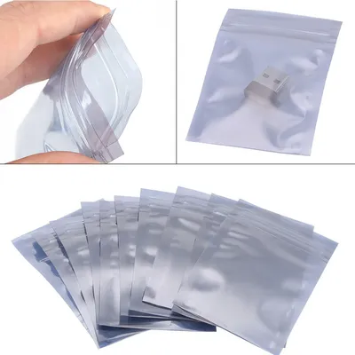 100Pcs Resealable Antistatic Bag 6x9cm 8x13cm 10x16cm Premium Anti Static Bag for SSD HDD and Other