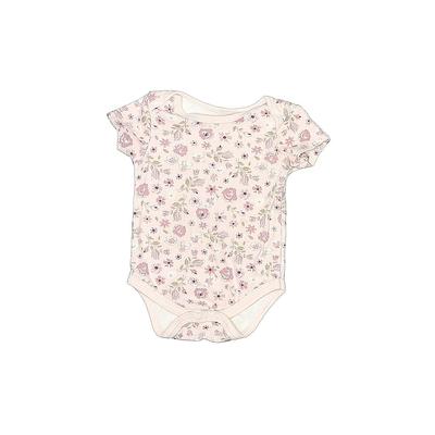 le top baby Short Sleeve Onesie Ivory Floral Crew Neck Bottoms - Size 6-9 Month