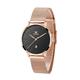 OLEVS Rose Gold Women's Watch, Stainless Steel, Casual Small Watch, Women's Waterproof, Modern Analogue Watch with Mesh Strap, Ultra Thin Women's Watch with Diamond Heart, 5003 Black Dial/Rose Gold
