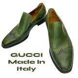 Gucci Shoes | Gucci Mens Green Leather Wing Tip Loafer Size 11 D New With Defects (See Photos) | Color: Green | Size: 11