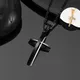 Drops hipping Unisex Edelstahl religiösen heiligen Lord Anhänger Halskette schwarz Kreuz Halskette