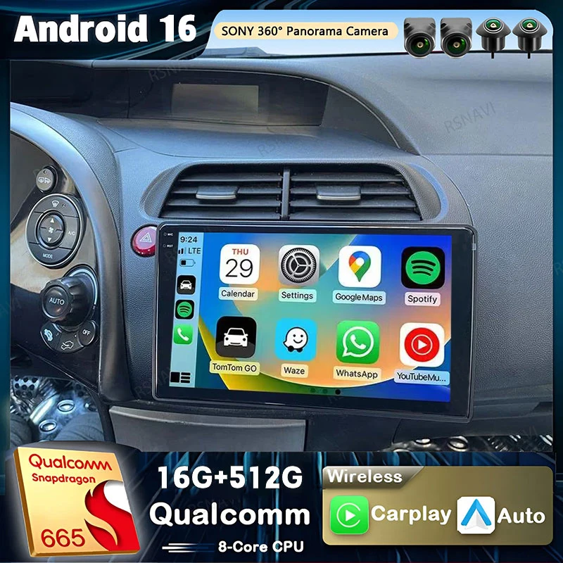 Android 16 Carplay Autoradio für Honda Civic Hatchback 2006-2011 Multimedia-Videoplayer Navigation GPS Stereo 2Din DVD WIFI+4G Image