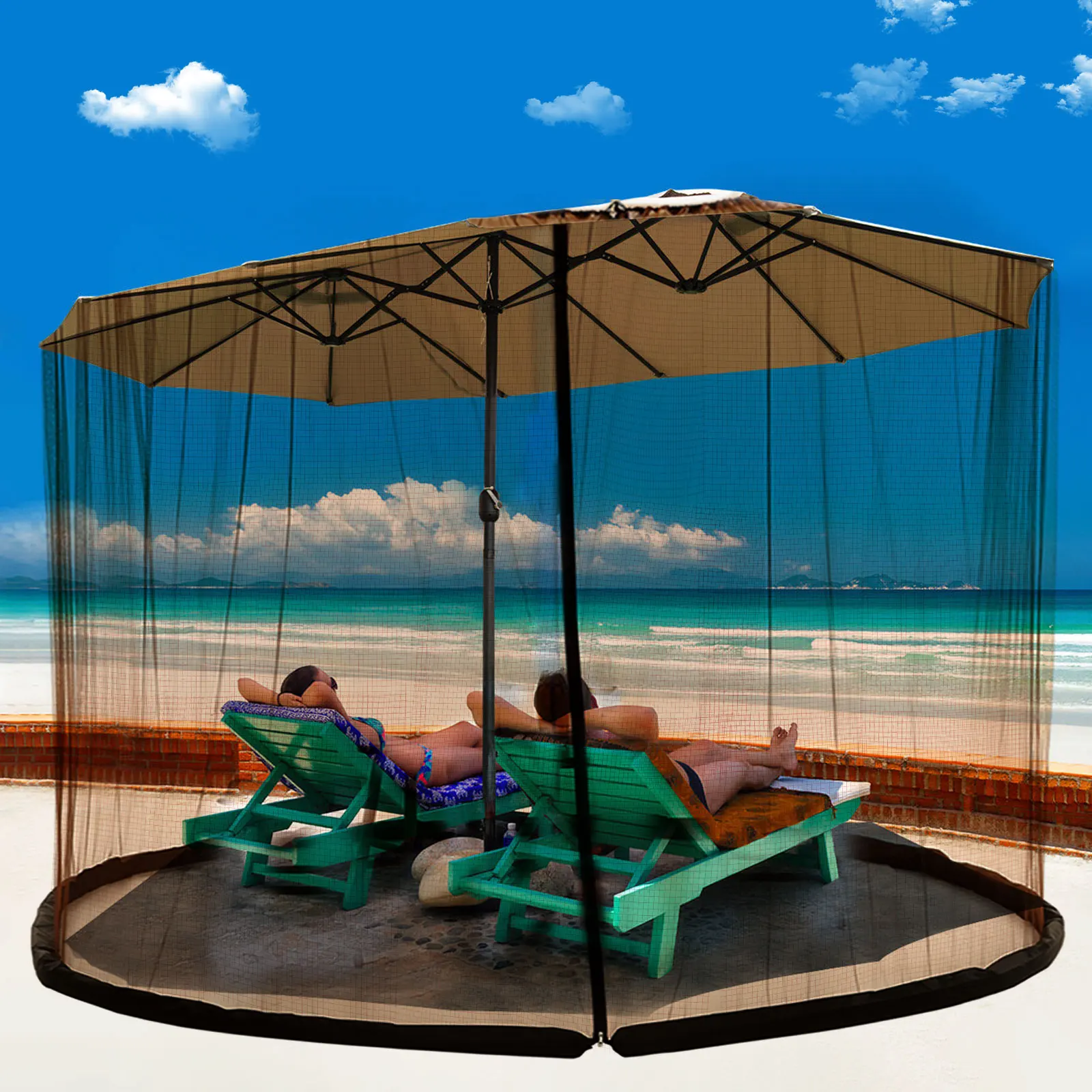 Regenschirm Moskito netz für Garten Garten Sonnenschirme verstellbares Seil Polyester Sonnenschutz Moskito netz für Reise zelt