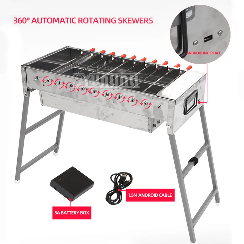 60cm Grill Haushalt automatisch rotierender Grill ofen Außen klappbarer Holzkohle grill ofen bakplaat elektrische Image