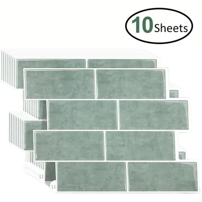 10 Stück hochwertige, selbstklebende, wasserdichte Wandaufkleber, 3D-beständige Vinyl-Tapete für Küche, Badezimmer, Backsplash, Heimdekoration Image