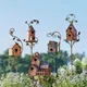 Piquet de nichoir en métal extérieur avec poteau maisons d'oiseaux pour jardin décoration de cour