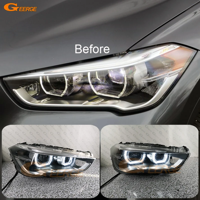 Per BMW X1 F48 2015 2016 2017 2018 2019 Eccellente Cristallo Ultra Luminoso Stile DTM Led Angel Eyes Halo Anelli Refit Accessori Auto