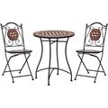 3-tlg. Gartenmöbel Set Bistro-Set - Esstisch mit 2 Stühlen Mosaik Keramik Terrakotta BV803783