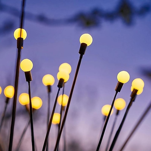 1 Stück, solarbetriebene Garten-Glühwürmchen-Lichter, Solarleuchten für den Außenbereich, wasserdicht, Starburst schwankende Solar-Glühwürmchen-Lichter, Glühwürmchen-Gartenlichter für Wege, Image