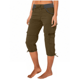 YDKZYMD Womens Capri Cargo Pants Golf Summer High Waisted Baggy Pants Hiking Outdoor Athletic Casual Joggers Pants Lightweight Drawstring Cropped Pants with Pockets Army Green L