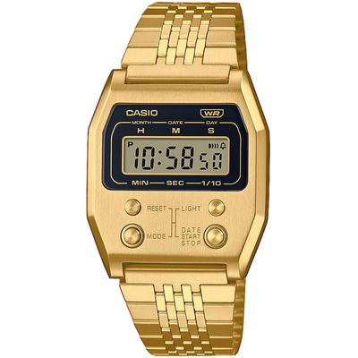 Chronograph CASIO VINTAGE, gold (goldfarben, schwarz), Armbanduhren, Damen, Quarzuhr, Armbanduhr, Damen, Herren, digital, retro, Stoppfunktion Image