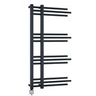 500 x 900mm Electric Bathroom Designer Towel Rail Radiator Heater With Thermostatic KTX3 Terma Timer Programmable Electric Element Pre-Filled Model Sydney (Black)