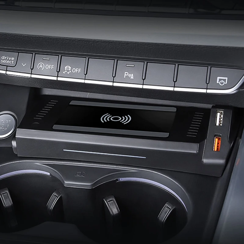 Caricabatterie wireless per auto per Audi A4 B9 S4 RS4 A5 2017 2018 2019 2020 2021 Caricatore rapido per telefono da 15 W Supporto di ricarica per pannello di ricarica