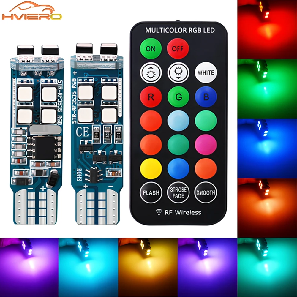 3535 RGB 10LedT10 W5W RF Control Dome Leselampen Blinker 194 168 Auto Freiheit Kennzeichen Position Stamm Lampe DC 12 V
