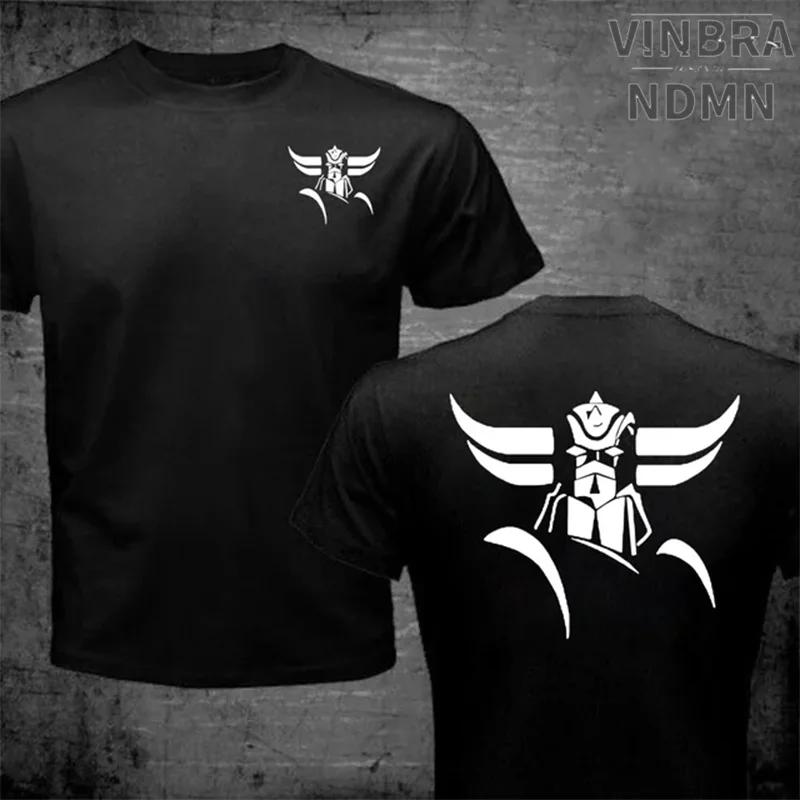 T-Shirt à manches courtes pour hommes, en coton, imprimé devant et arrière, Goldorak Grendizer Mazinger Z, Design de dessin animé japonais, été