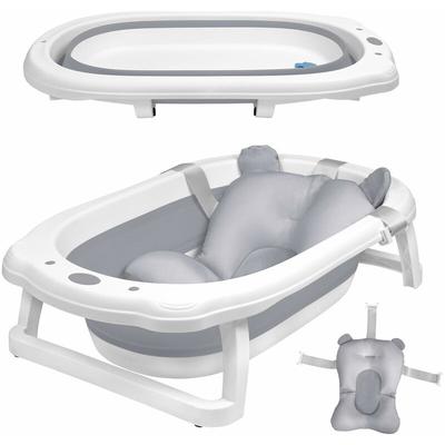 Babybadewanne 82x50cm Faltbar Baby Bath Wanne Anthrazit pp+pte Babywanne mit Rutschfeste Fußpolster