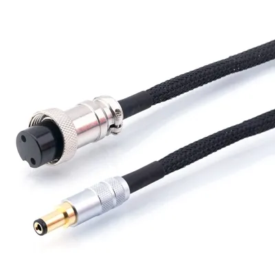 Hifi OCC Silver Plated DC Power Cable GX16-2 Pin To 5.5*2.5/2.1MM AC/DC Phono Amplifier Linear Power
