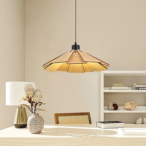 Moderne Hängelampe, geometrische Pendelleuchte, Lampenschirm aus natürlichem Holz, Flurbeleuchtung, Kronleuchter, Deckenleuchte für Schlafzimmer, Küche, Insel, Bauernhaus, 110–240 V Image