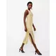 French Connection Women's Metallic Knitted Midaxi Bodycon Dress - Gold, Gold