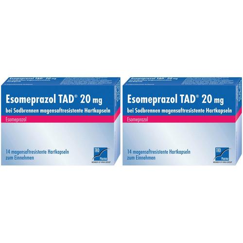 Esomeprazol TAD 20 mg bei Sodbrennen msr.Hartkaps. Doppelpack 2x14 St Magensaftresistente Hartkapseln