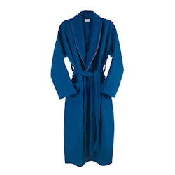 WellHome Bademantel L/XL Wabenstruktur aus 100% Baumwolle in Marineblau Image