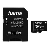 HAMA Speicherkarte microSDHC/XC Class 10 UHS-I 80MB/s + Adapter/Mobile Speicherkarten Gr. 256 GB, schwarz microSD Karte