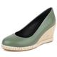 Women Wedge Heel Espadrilles Round Toe High Heel Shoes Slip On with Platform Comfort Daily Shoes I26231HI Green Size 1.5 UK/34