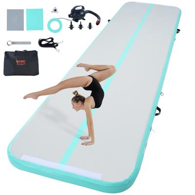 VEVOR Gymnastics Air Mat, 4 inch Thickness Inflatable Gymnastics Tumbling Mat, Tumble Track with Electric Pump