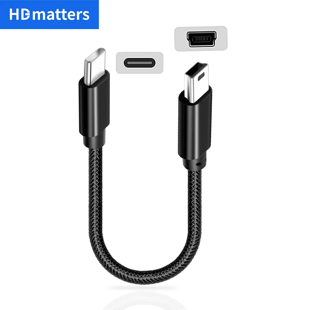 Typ C auf Mini-USB-Kabel Ultrakurzes USB C auf USB Mini-5-Pin-Ladedatenkabel für MP3 MP4 GPS-Kamera Dash Cam HERO 3+ Image