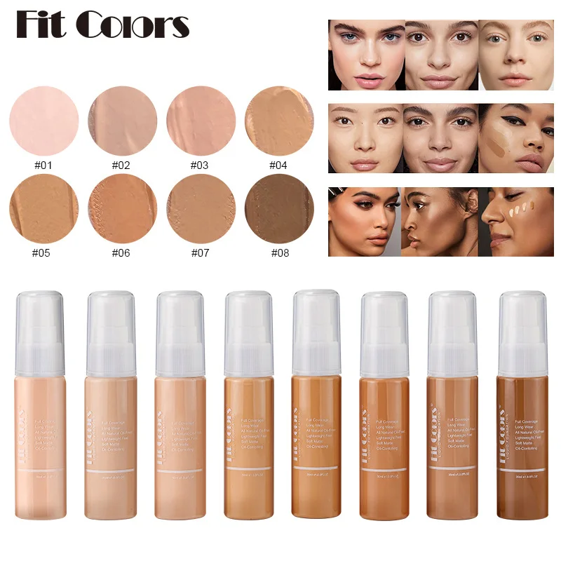 Fit Farben 8 Farben 30ml flüssige Grundierung matt und leicht zu verbreiten und leicht zu färben natürliche langlebige Concealer Foundation Image