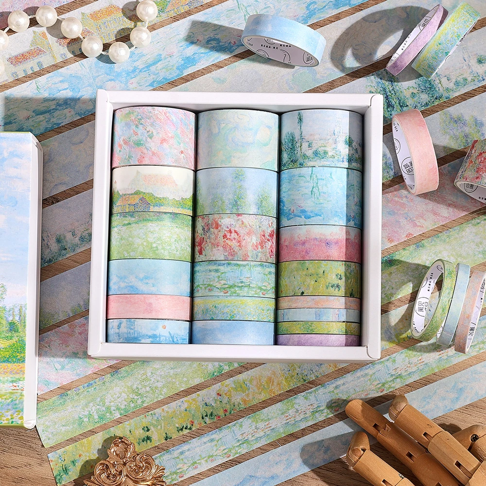 20 Rollen Washi-Tape-Set für Gartenmalerei im Vintage-Stil, 2 m (2,2 Yards), lange Abdeckbänder für Scrapbooking, Journaling, Planer, Notizbuch